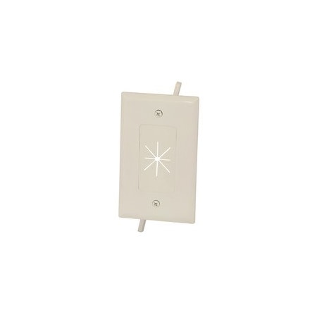 Cable Wholesale Easy Mount Series Single Gang Cable Passthrough Wall Plate with Flexible Opening, Lite Almond 45-0014-LA